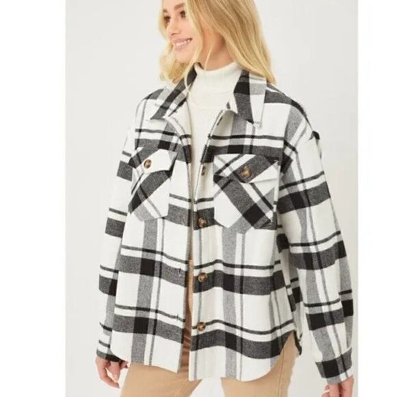Love Tree Shacket Shirt Jacket Flannel Shirt Size Medium - Picture 1 of 6